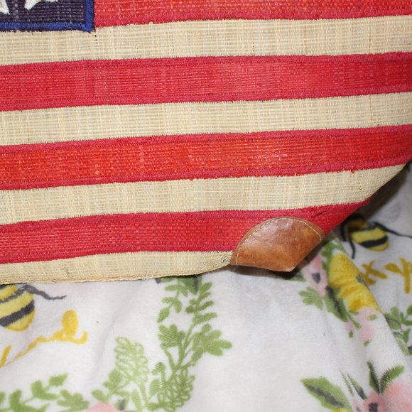 American USA Flag Beach Tote Bag by LeCamptain Natural Fibers 21" x 13" Vintage - Picture 6 of 10